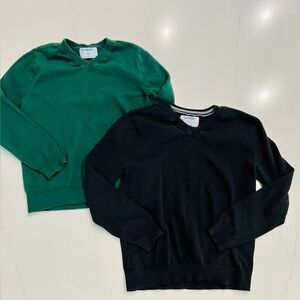 2pc Old Navy Boys V-Neck Sweater sweaters lot in Green and Black Sz 8 holiday